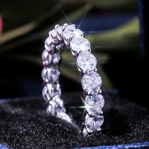 NEW Silver Round Diamond Eternity Ring